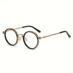 Men's Retro Round Frame Reading Glasses Anti Light Flat Mirror