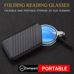 Round Metal Frame Foldable Reading Glasses Anti Light Rays Blocking Presbyopia