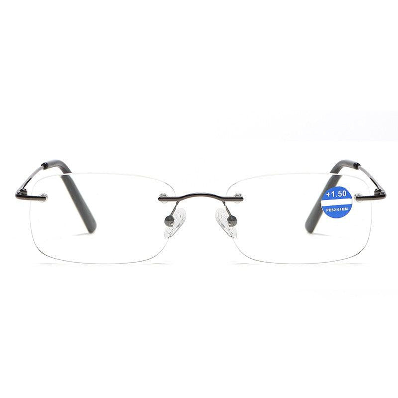 RL3512 Metal Squared Frame Rimless Light Blocking Reading Glasses