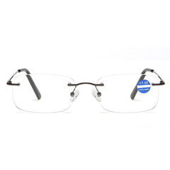 RL3512 Metal Squared Frame Rimless Light Blocking Reading Glasses