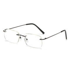 RL3512 Metal Squared Frame Rimless Light Blocking Reading Glasses