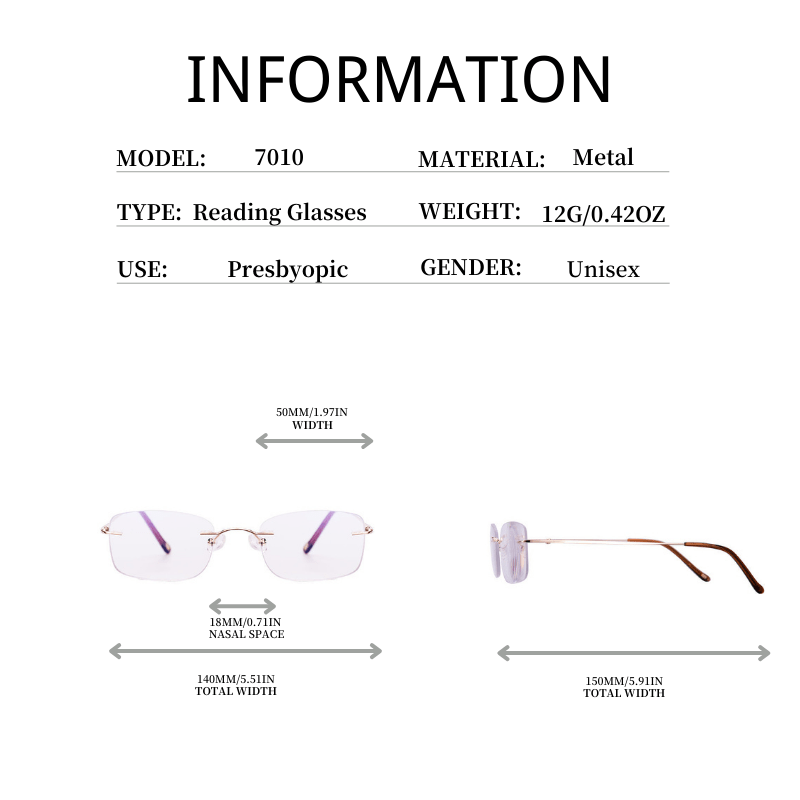 Metal Frame Light Blocking Presbyopia Reading Glasses