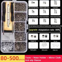 500pcs Glasses Repair Kit Screws Nose Holders Screwdriver