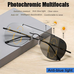 Transition Photochromic Multifocal Reading Glasses Men Women