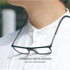 Automatic Magnet Neck Reading Glasses Men TR90 Anti Light Business Eyeglasses