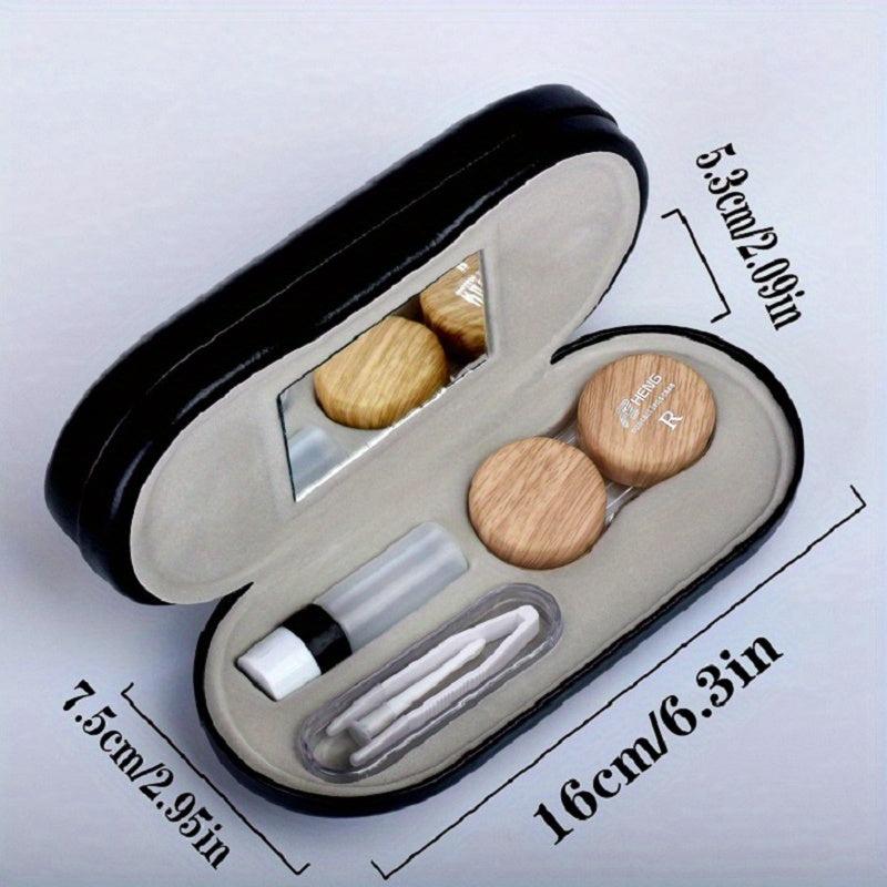 Leather Double Eyeglass & Lens Case - Travel Home Storage