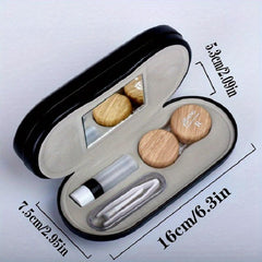 Leather Double Eyeglass & Lens Case - Travel Home Storage