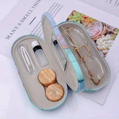 Leather Double Eyeglass & Lens Case - Travel Home Storage