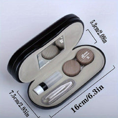 Leather Double Eyeglass & Lens Case - Travel Home Storage