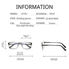 Metal Frame Light Blocking Spring Hinges Eyeglasses