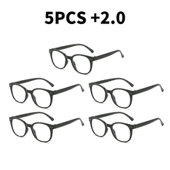5 Pairs Stylish Reading Glasses Spring Hinge Plastic Frame Men Women