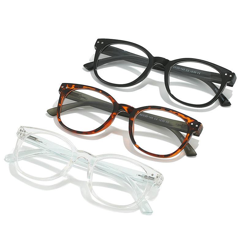 5 Pairs Stylish Reading Glasses Spring Hinge Plastic Frame Men Women