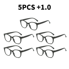 5 Pairs Stylish Reading Glasses Spring Hinge Plastic Frame Men Women