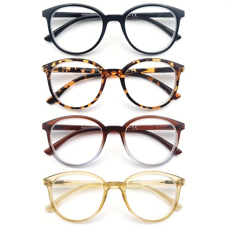 Classic Oversized Round Frame Reading Glasses Men Women Elastic Spring Hinges