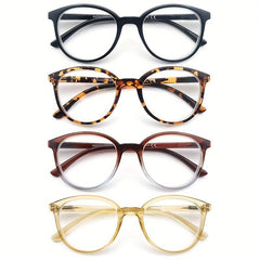 Classic Oversized Round Frame Reading Glasses Men Women Elastic Spring Hinges