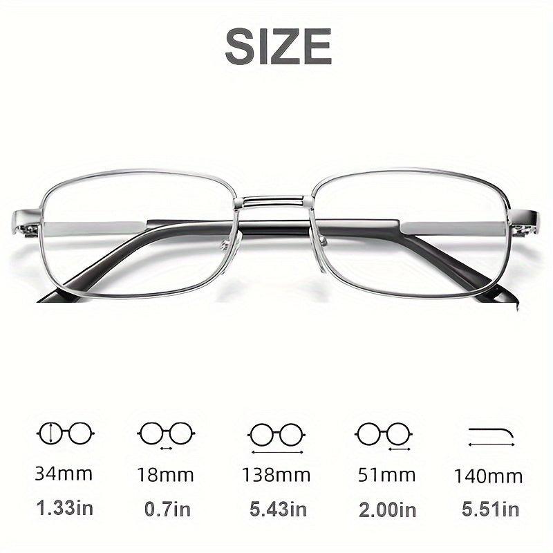HD Crystal Glass Reading Glasses Men Full Frame Metal Anti-fatigue 1.00-4.00