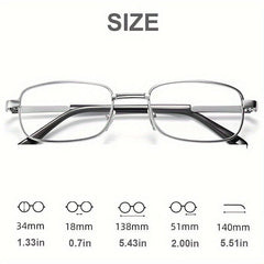 HD Crystal Glass Reading Glasses Men Full Frame Metal Anti-fatigue 1.00-4.00