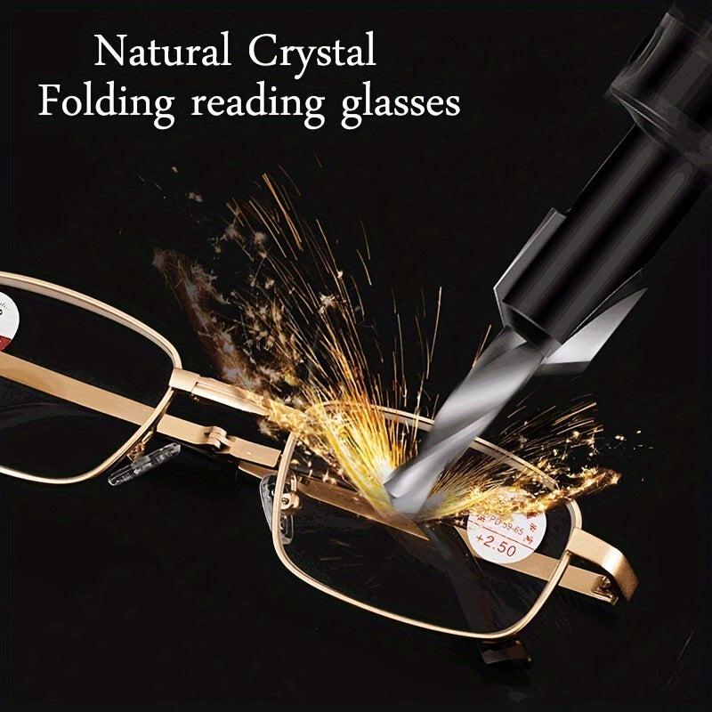 HD Crystal Glass Reading Glasses Men Full Frame Metal Anti-fatigue 1.00-4.00