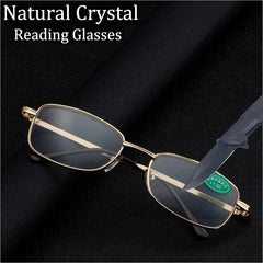 HD Crystal Glass Reading Glasses Men Full Frame Metal Anti-fatigue 1.00-4.00