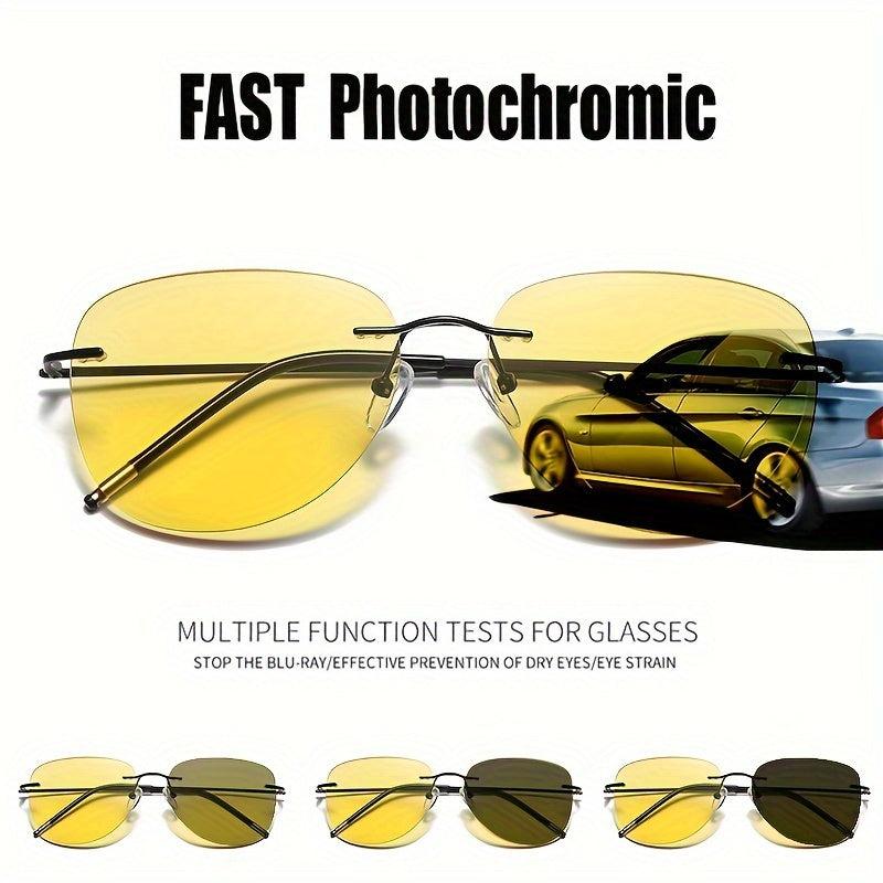Titanium Night Vision Progressive Focus Reading Glasses Men