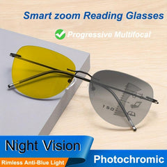 Titanium Night Vision Progressive Focus Reading Glasses Men