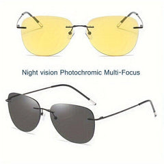 Titanium Night Vision Progressive Focus Reading Glasses Men