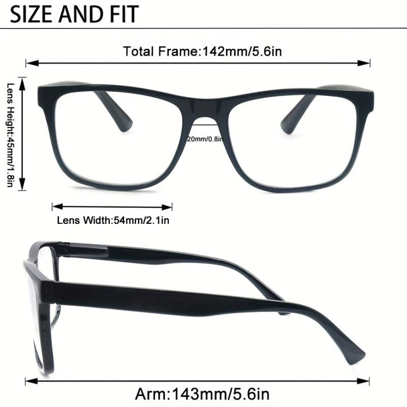 Oversized Rectangle Spring Hinge Reading Glasses with Diopters