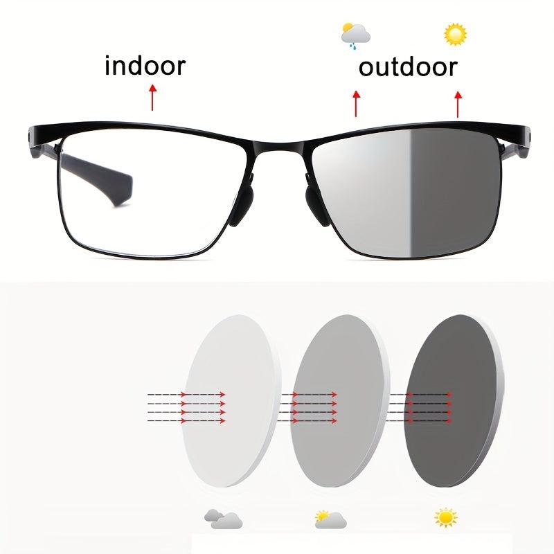 Photochromic Reading Glasses Men Anti Light Business Eyeglasses