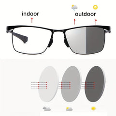 Photochromic Reading Glasses Men Anti Light Business Eyeglasses