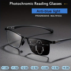 Photochromic Reading Glasses Men Anti Light Business Eyeglasses