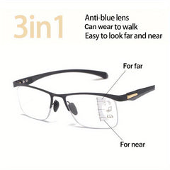 Metal Half Rim Progressive Lens Eyeglasses
