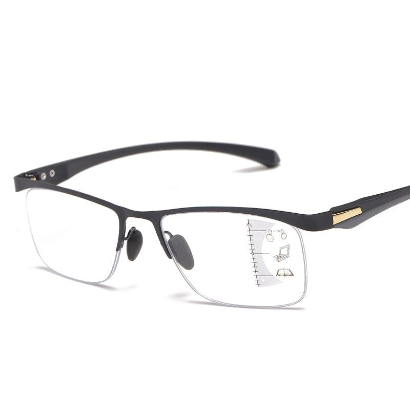 Metal Half Rim Progressive Lens Eyeglasses