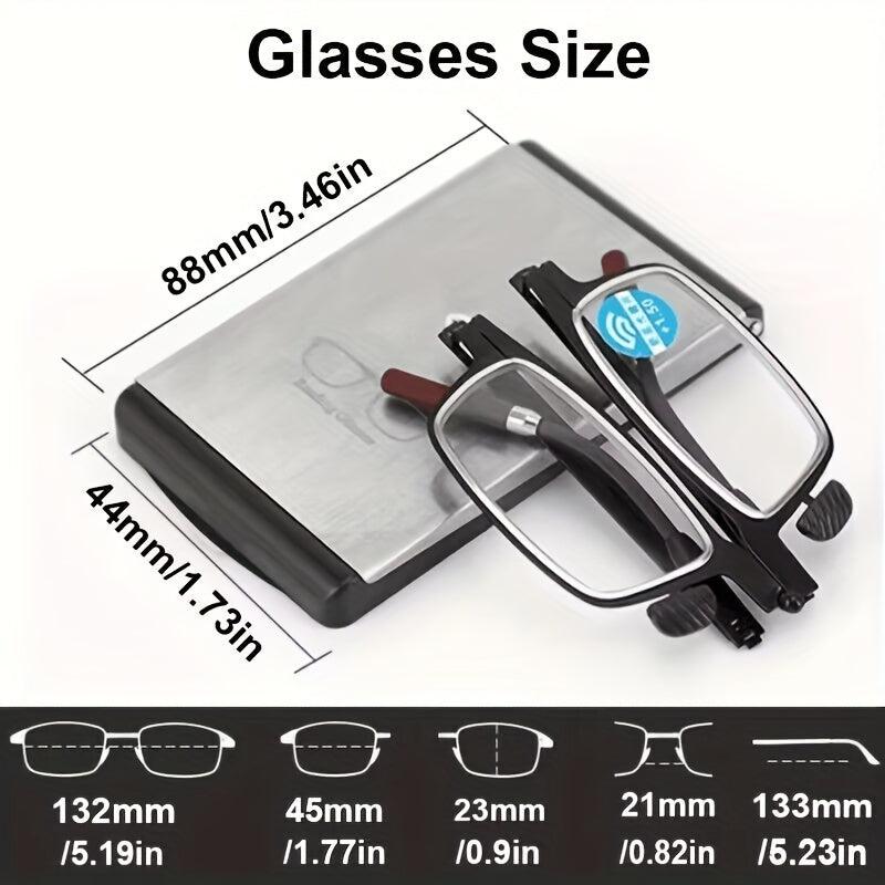 Portable Folding Reading Glasses Anti Light Ultra Thin Glasses Case 1.5