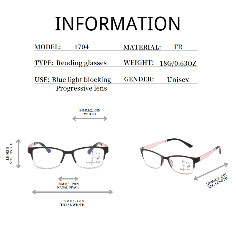 Plastic Full Frame Reading Glasses Anti-Blue Light Protection