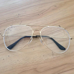 Clear Aviator Glasses Classic Metal Frame Light Blocking Flat Mirror