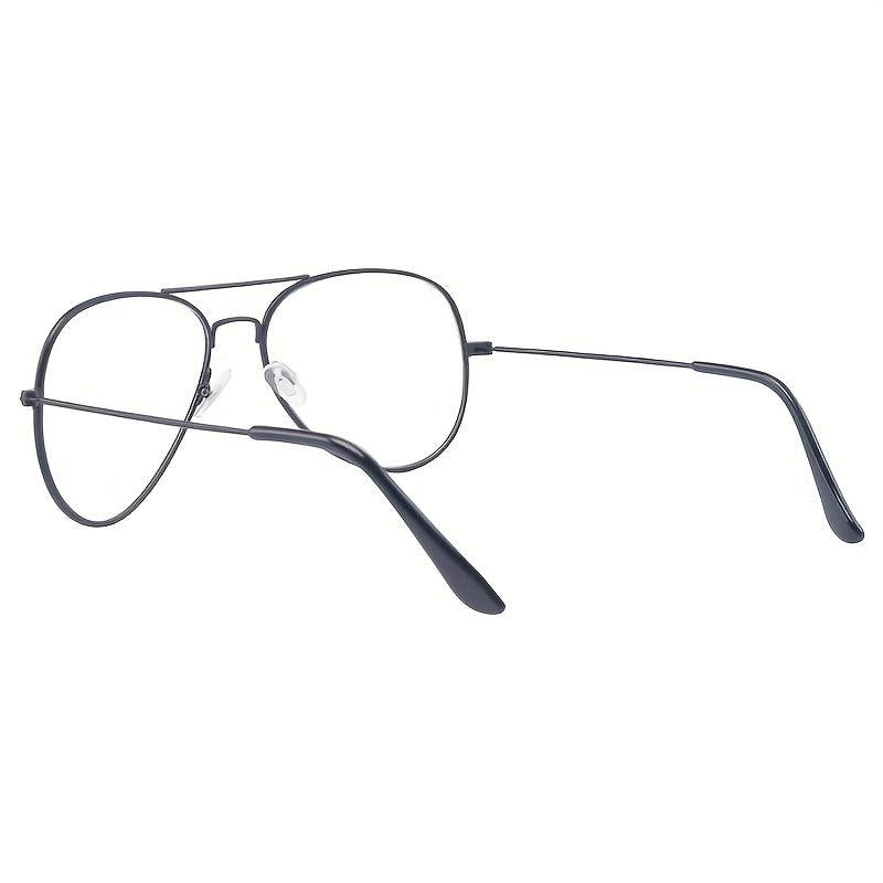 Clear Aviator Glasses Classic Metal Frame Light Blocking Flat Mirror