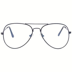 Clear Aviator Glasses Classic Metal Frame Light Blocking Flat Mirror