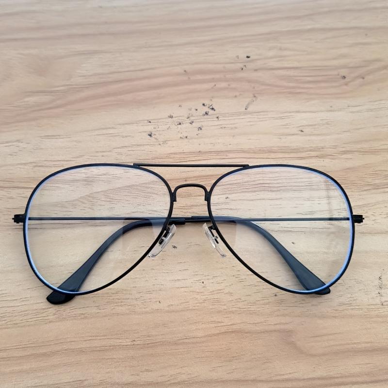 Clear Aviator Glasses Classic Metal Frame Light Blocking Flat Mirror