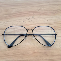 Clear Aviator Glasses Classic Metal Frame Light Blocking Flat Mirror