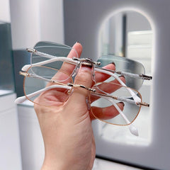 Glitter Rimless Reading Glasses Anti-Eyestrain Clear Lens for Women Men