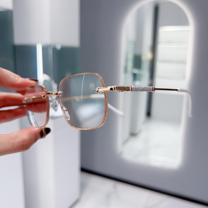 Glitter Rimless Reading Glasses Anti-Eyestrain Clear Lens for Women Men
