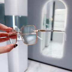 Glitter Rimless Reading Glasses Anti-Eyestrain Clear Lens for Women Men