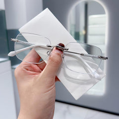 Glitter Rimless Reading Glasses Anti-Eyestrain Clear Lens for Women Men