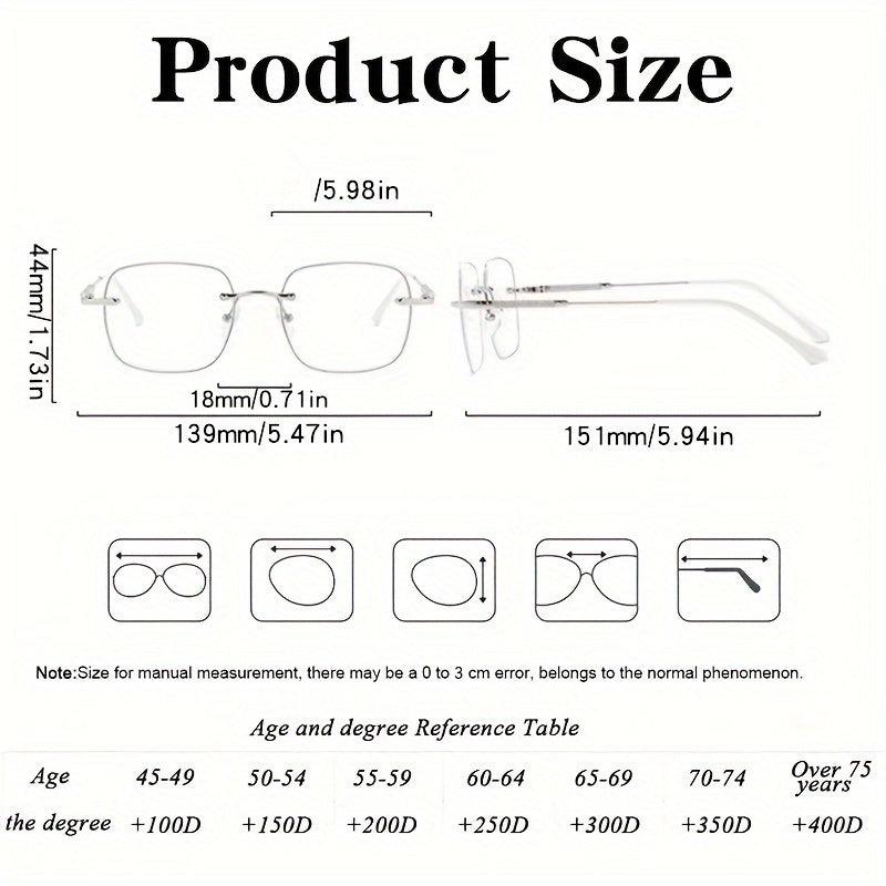 Glitter Rimless Reading Glasses Anti-Eyestrain Clear Lens for Women Men