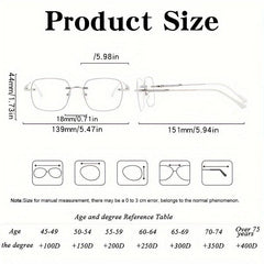 Glitter Rimless Reading Glasses Anti-Eyestrain Clear Lens for Women Men