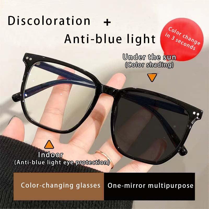 Men's Photochromic Light Blocking Square Frame Glasses