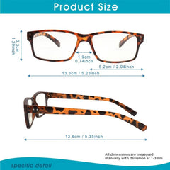 5 Pack Reading Glasses Classic Anti-Blue Light Readers Spring Hinge Eyewear