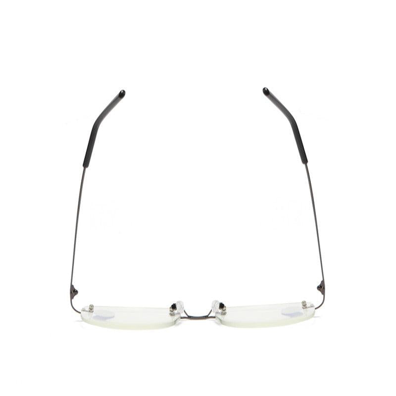 Metal Squared Frame Rimless Light Blocking Presbyopia Eyeglasses