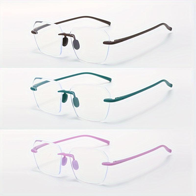 Colorful Rimless Frame Reading Glasses for Men Women, Various Strengths
