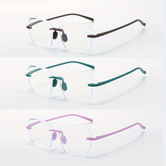 Colorful Rimless Frame Reading Glasses for Men Women, Various Strengths